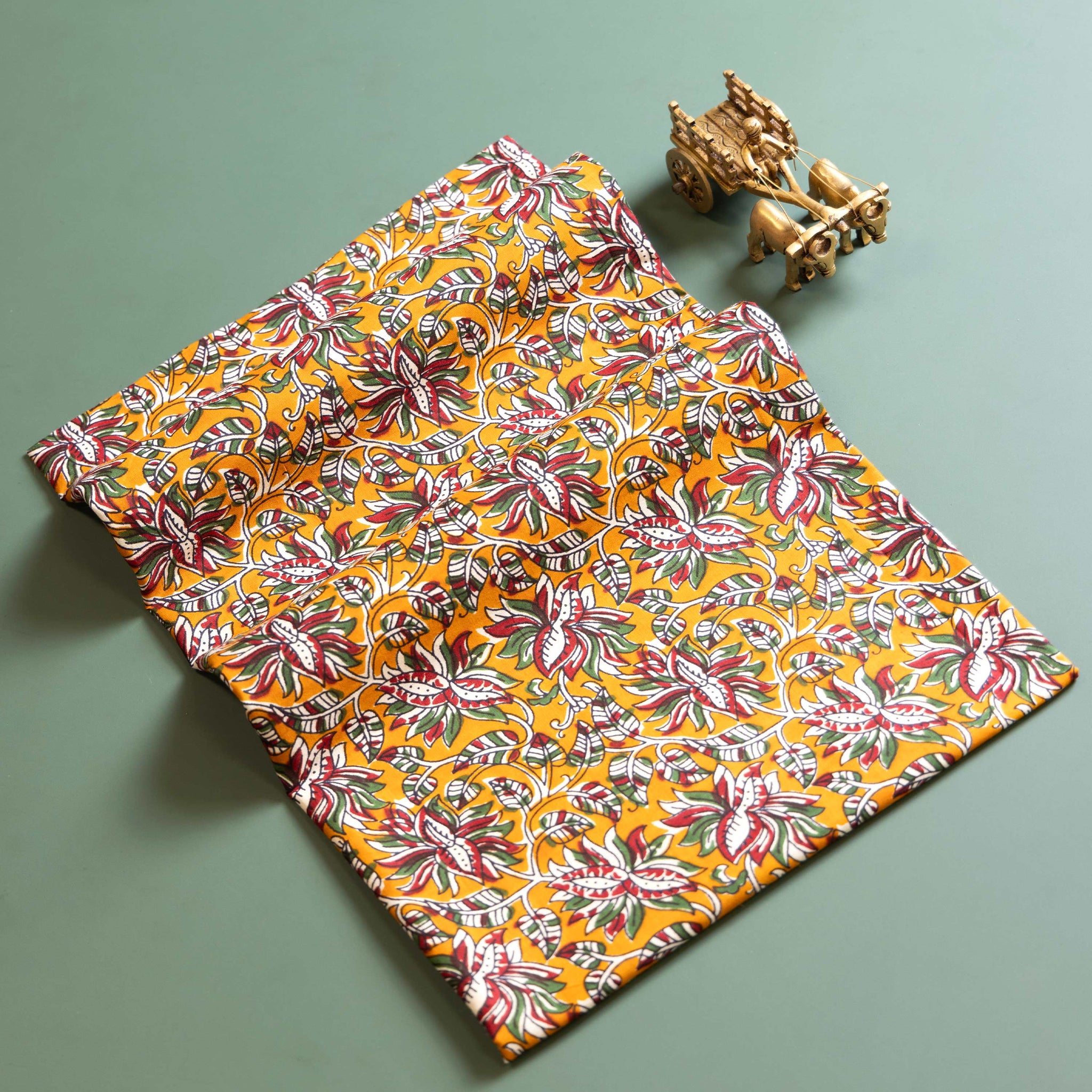 Women's Traditional Floral Motif Cotton Blouse Material - Yellow