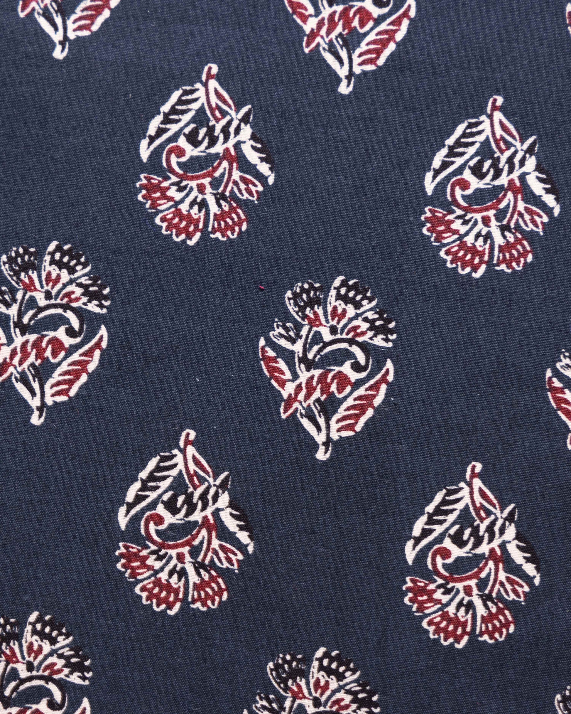 Women's Traditional Printed Blouse Material with Soft Finish - Black