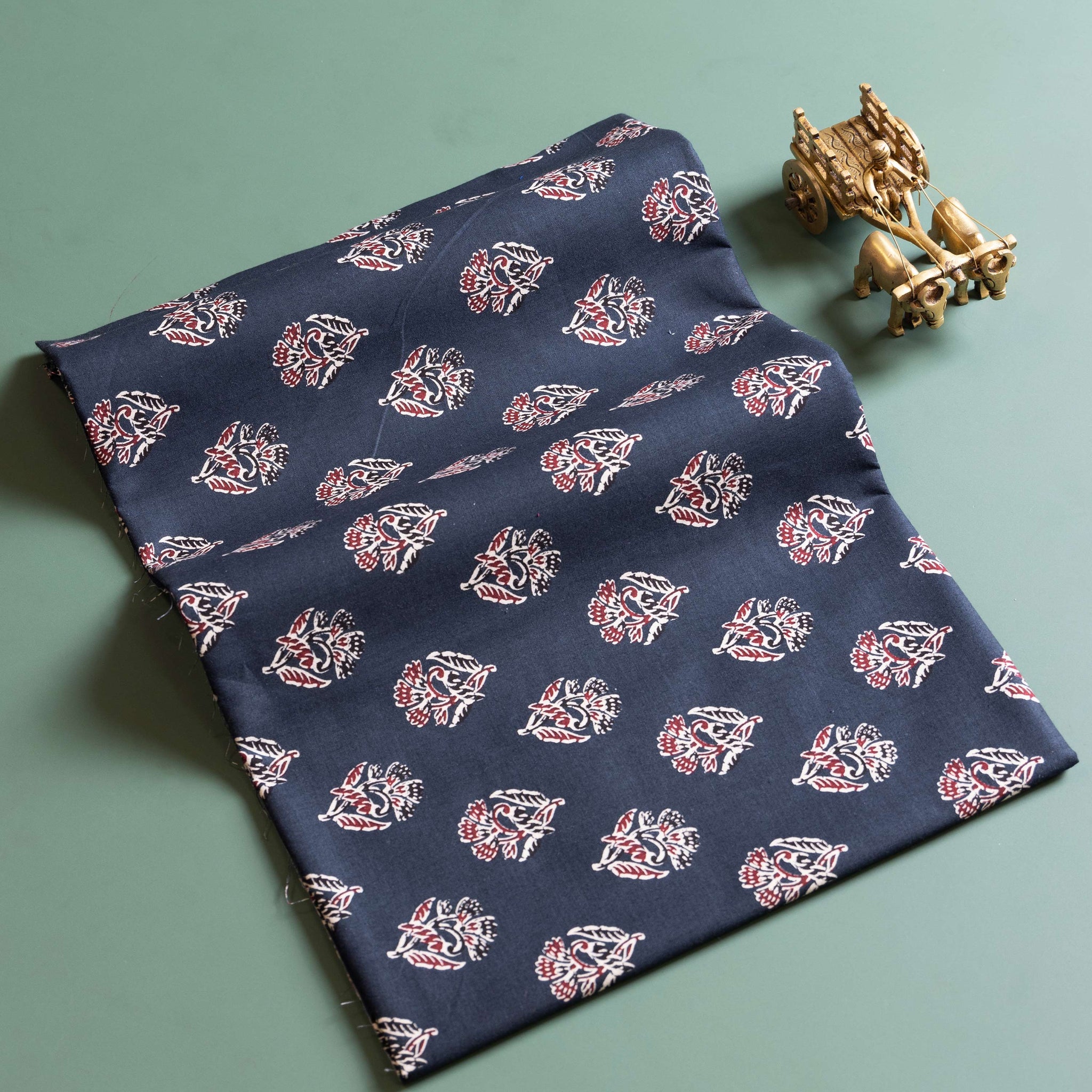 Women's Traditional Printed Blouse Material with Soft Finish - Black