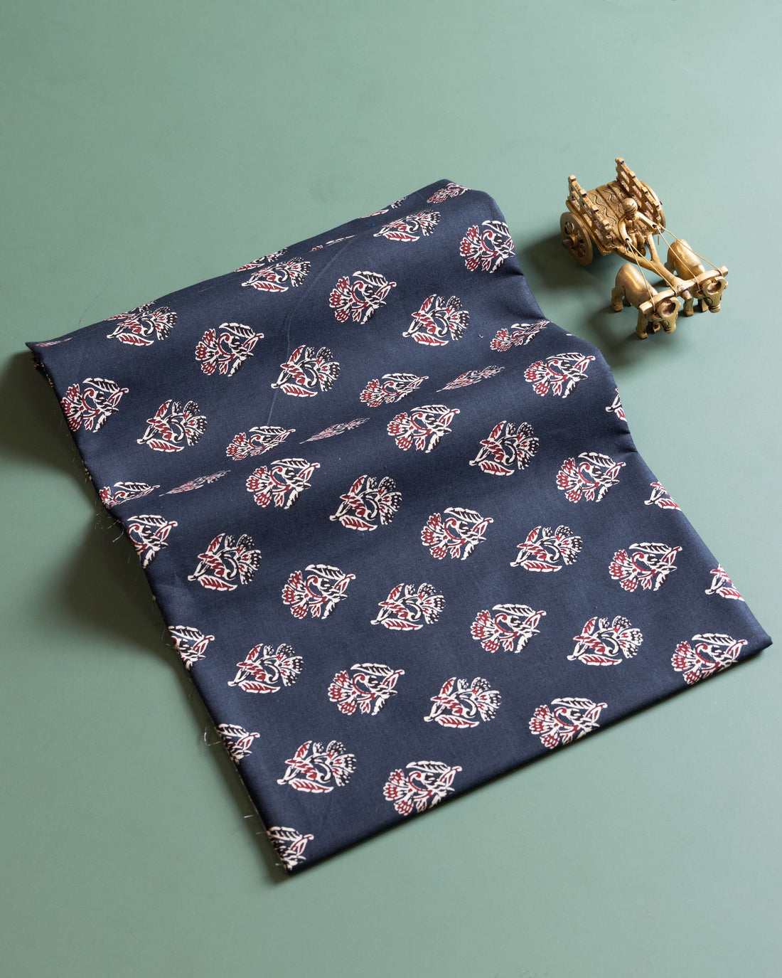 Women's Traditional Printed Blouse Material with Soft Finish - Black