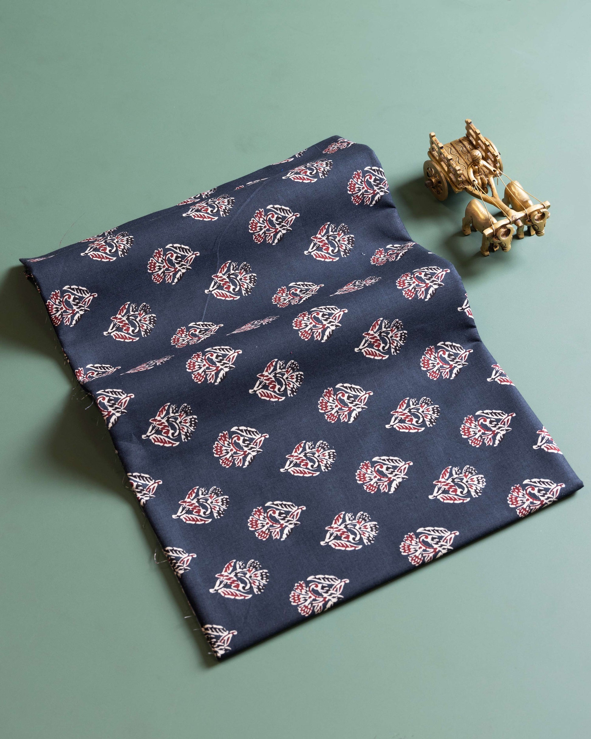 Women's Traditional Printed Blouse Material with Soft Finish - Black