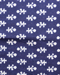 Women's Traditional Printed Blouse Material with Soft Finish - Navy Blue