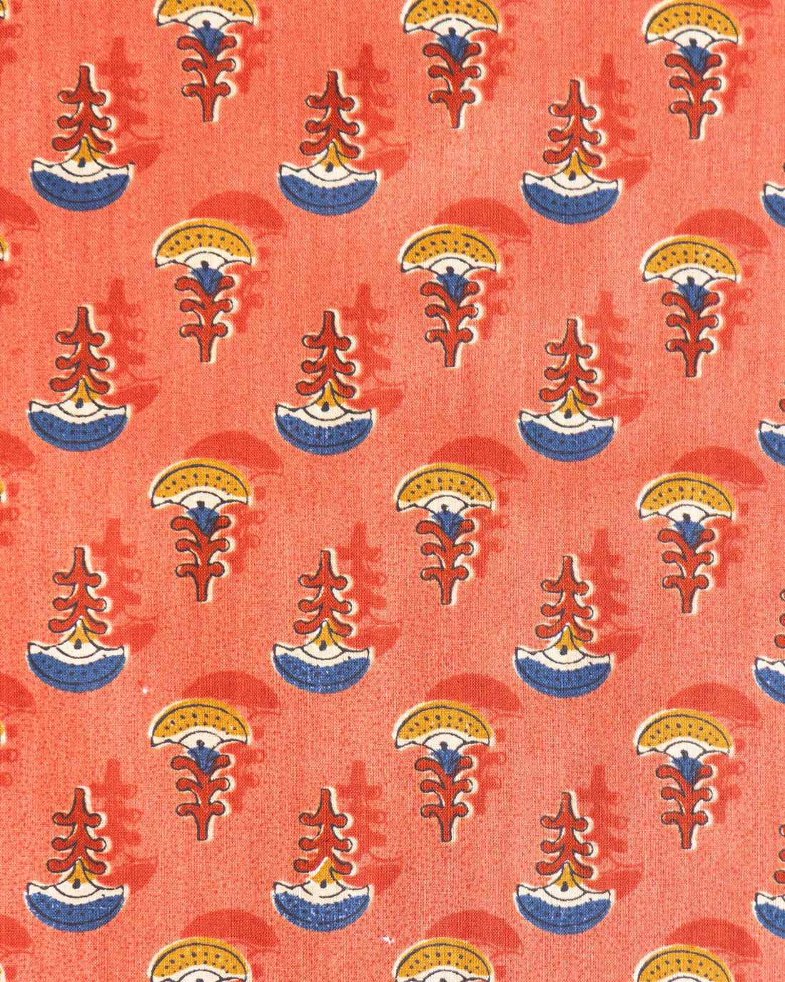 Women's Traditional Printed Blouse Material with Soft Finish - Orange