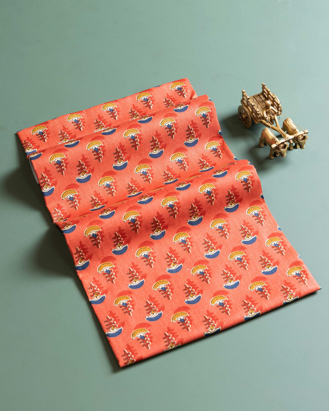 Women's Traditional Printed Blouse Material with Soft Finish - Orange