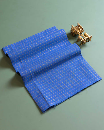 Women's Traditional Woven Checks Blouse Material - Blue