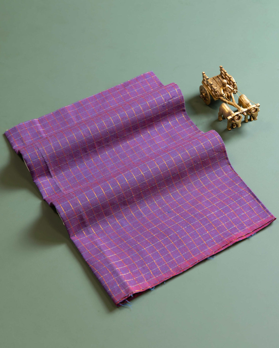 Women's Traditional Woven Checks Blouse Material - Purple