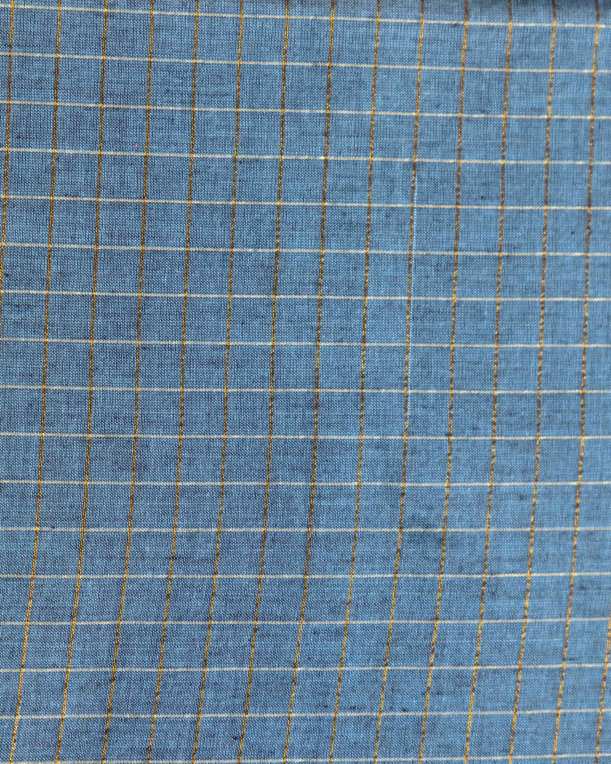 Women's Traditional Woven Checks Blouse Material - Teal