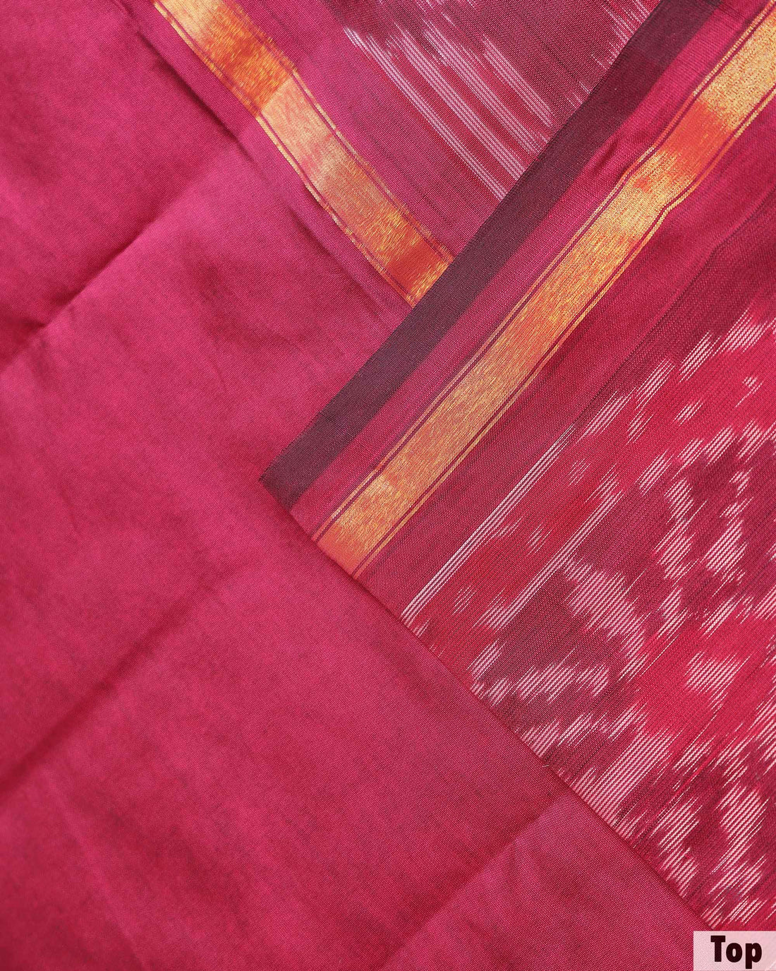 Women’s Traditional Woven Ikkat Design Salwar Suit Material Set Top 2.5 Mtr, Solid Bottom 2 Mtr and Dupatta 2.25 mtr with Contrast Border - Maroon