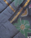 Women’s Elegant Woven Ikkat Design Salwar Suit Material Set with Traditional Patterned Design Top 2.5 Mtr, Solid Bottom 2 Mtr & Contrast Border Dupatta 2.25 Mtr, Grey