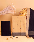 Women's Unstitched Cotton Salwar Suit Material with Woven Border and Dupatta- Sandal