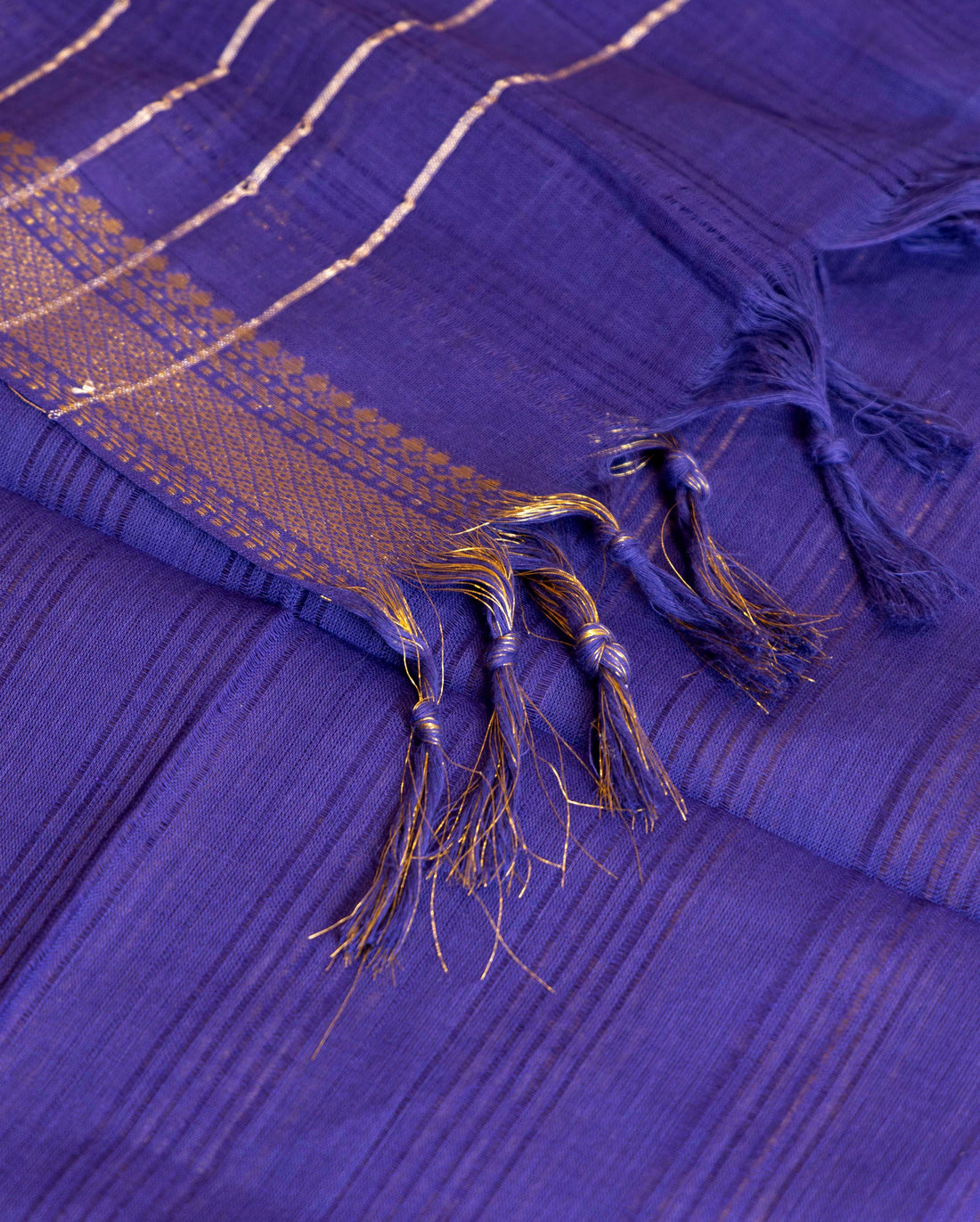 Women's Unstitched Handloom Cotton Salwar Suit Material with Woven Zari Border and Contrast Dupatta - Blue