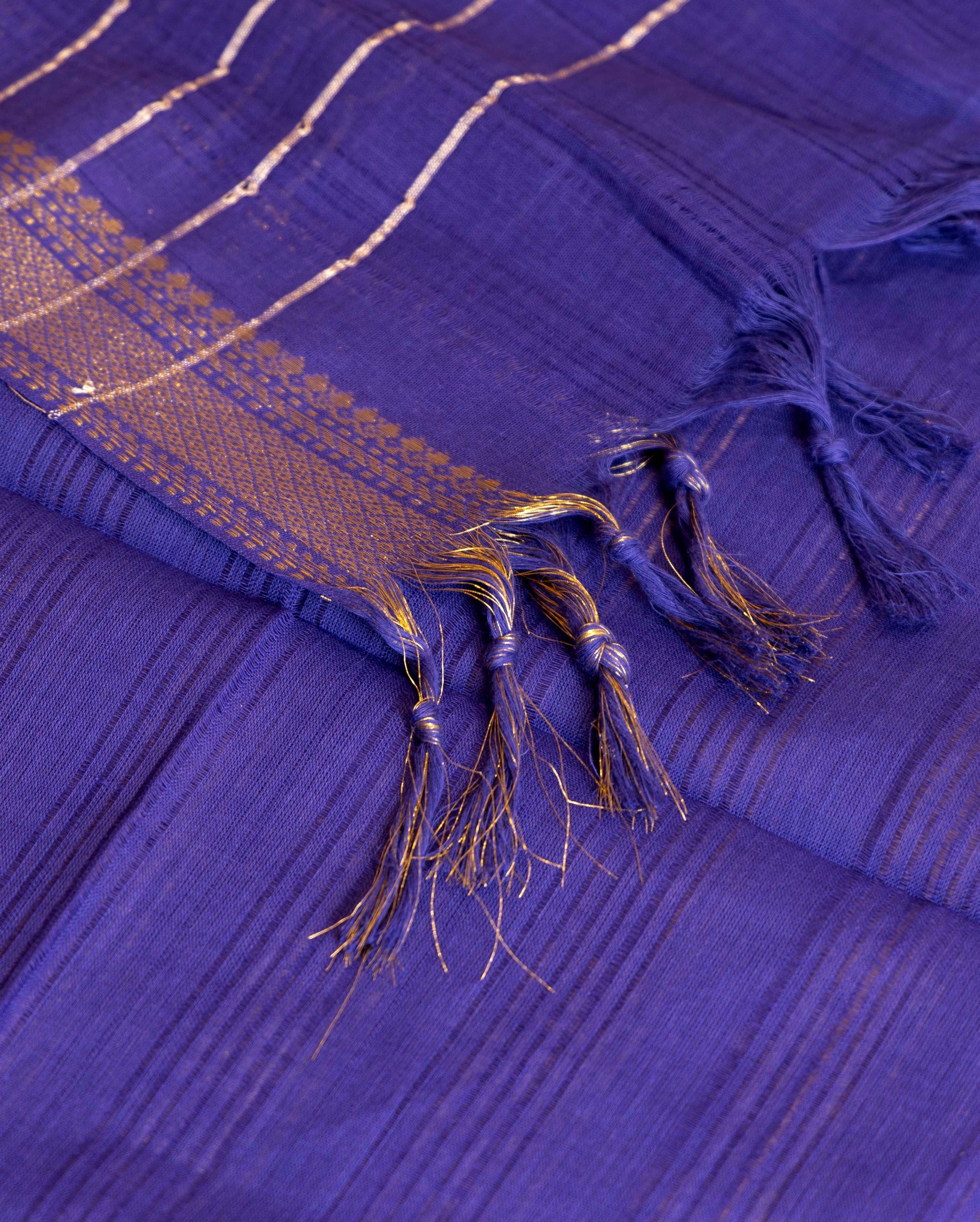 Women's Unstitched Handloom Cotton Salwar Suit Material with Woven Zari Border and Contrast Dupatta - Blue