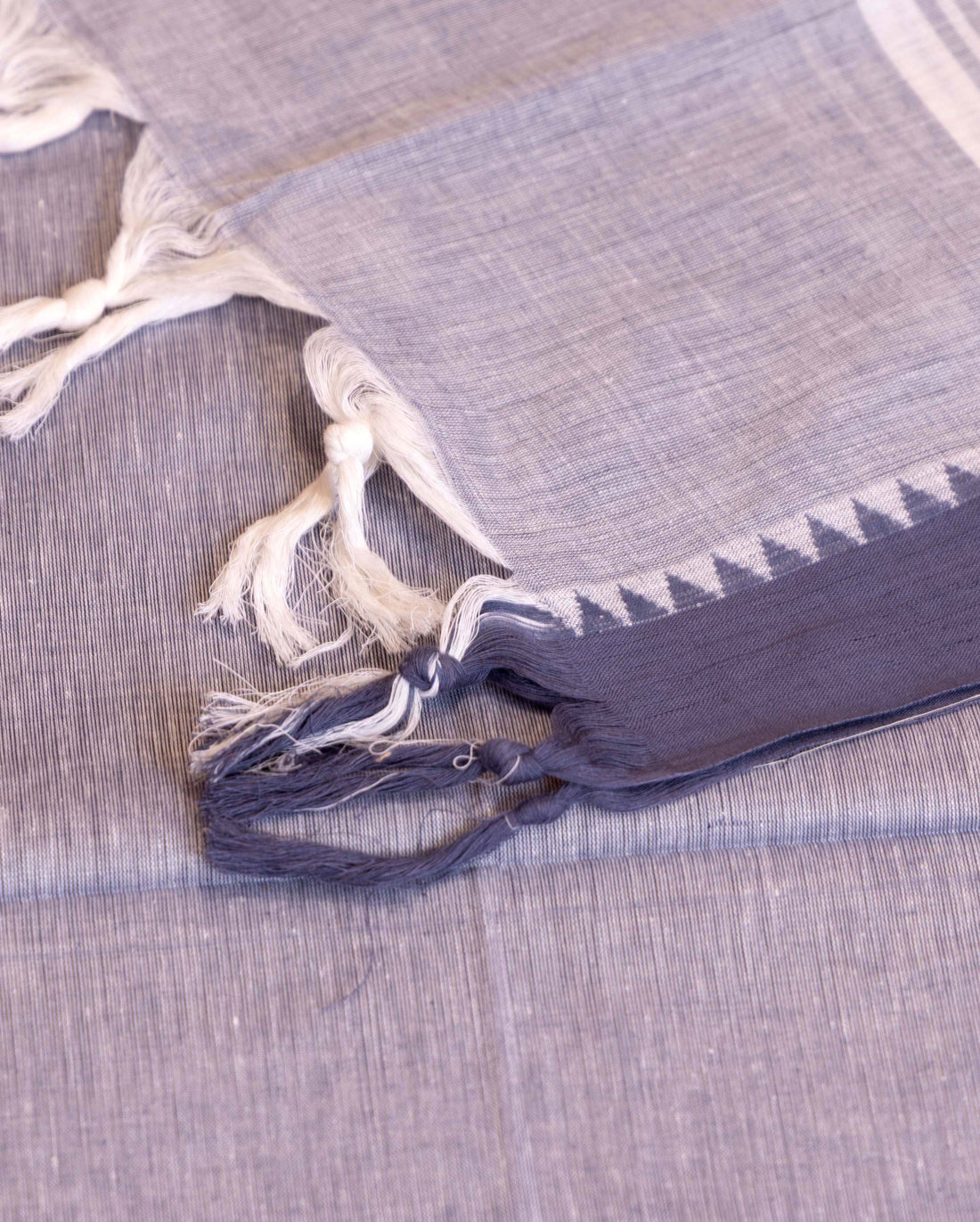 Women's Unstitched Handloom Cotton Salwar Suit Material with Woven Zari Border and Contrast Dupatta - Grey