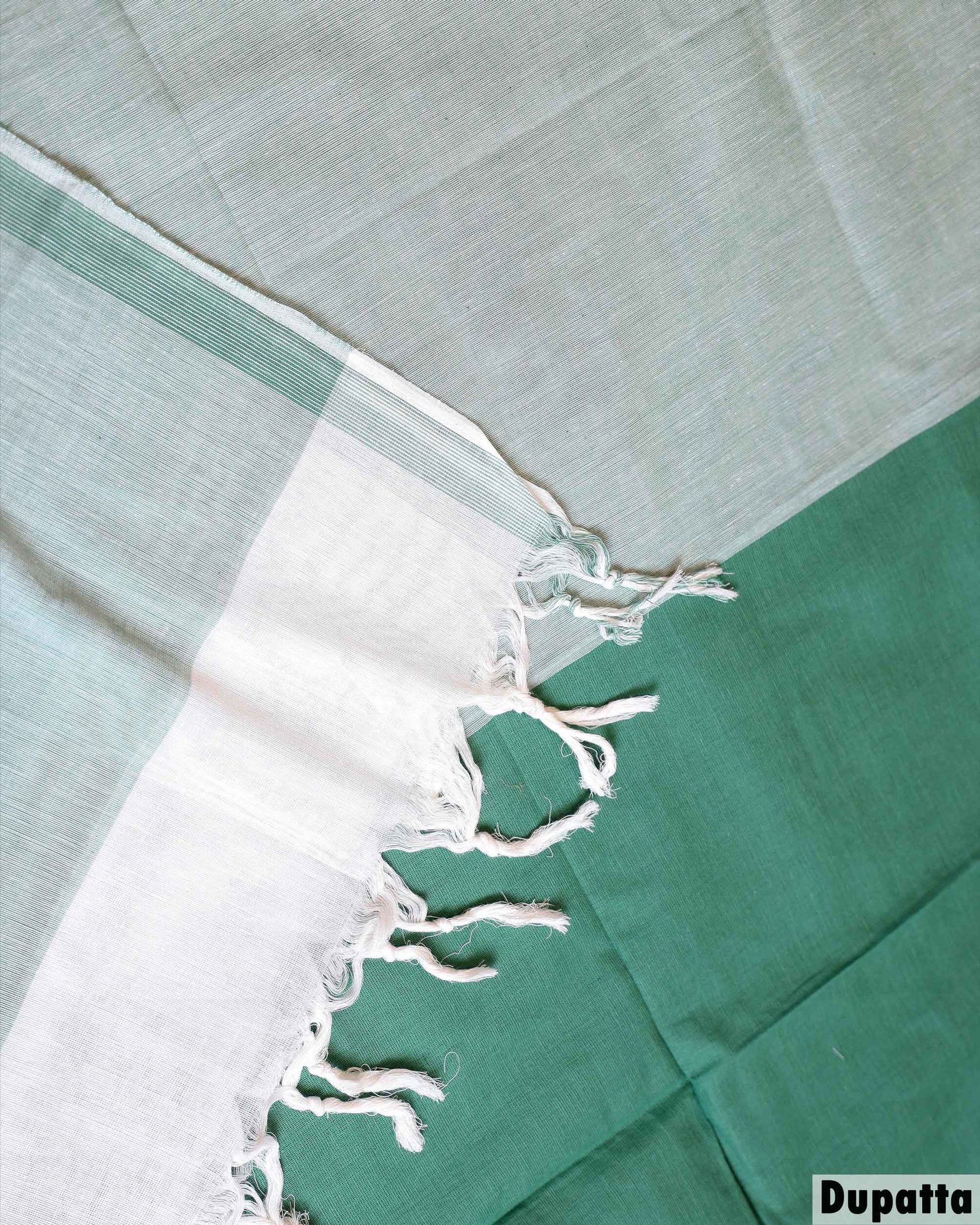 Elegant Women’s Unstitched Salwar Material Set With Dupatta 2 .25 Mtr - Green