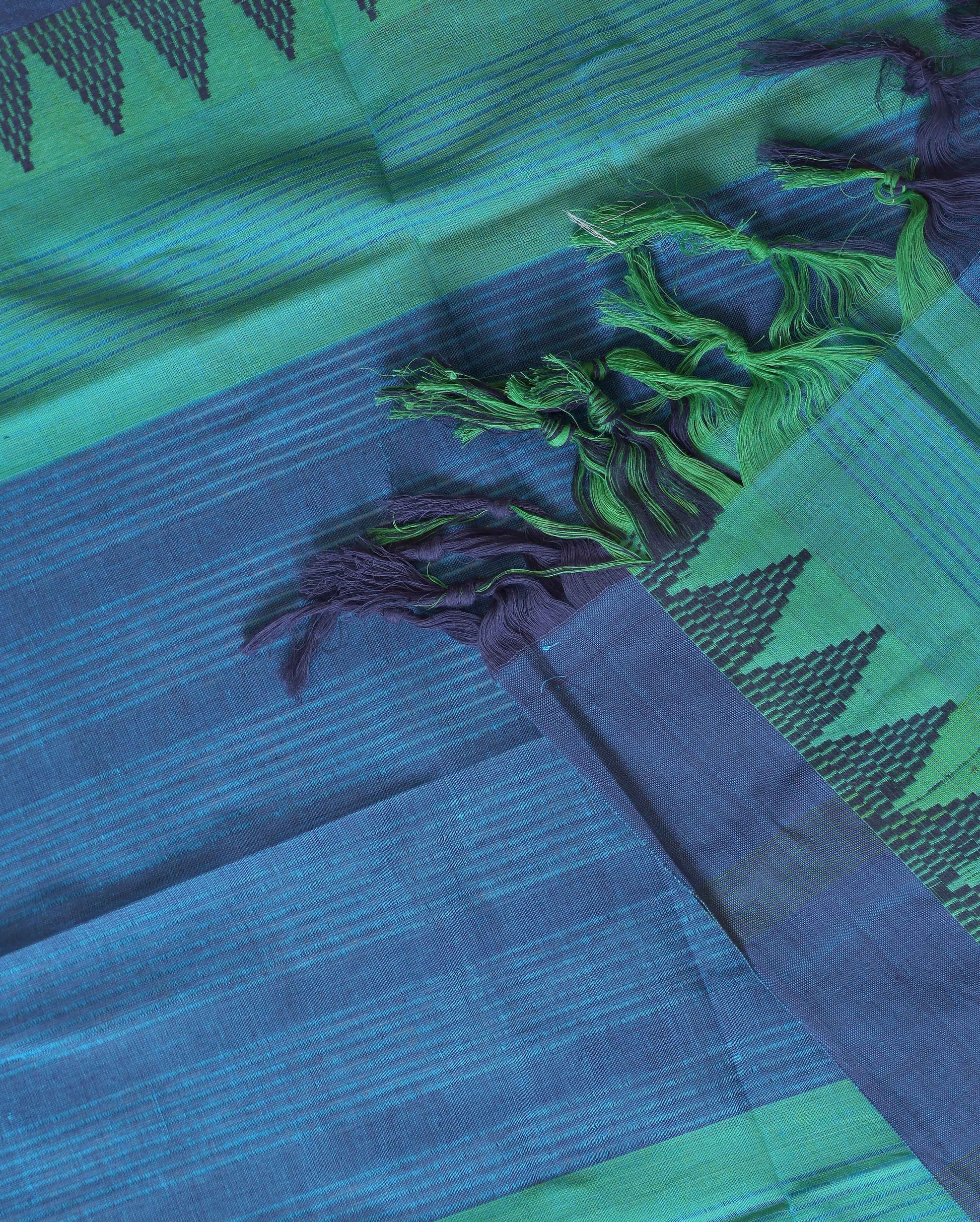 Women's Unstitched Salwar Suit Material with Woven Body Design and Contrast Dupatta - Green