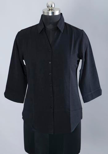 Womens Black Collar Casual Shirt
