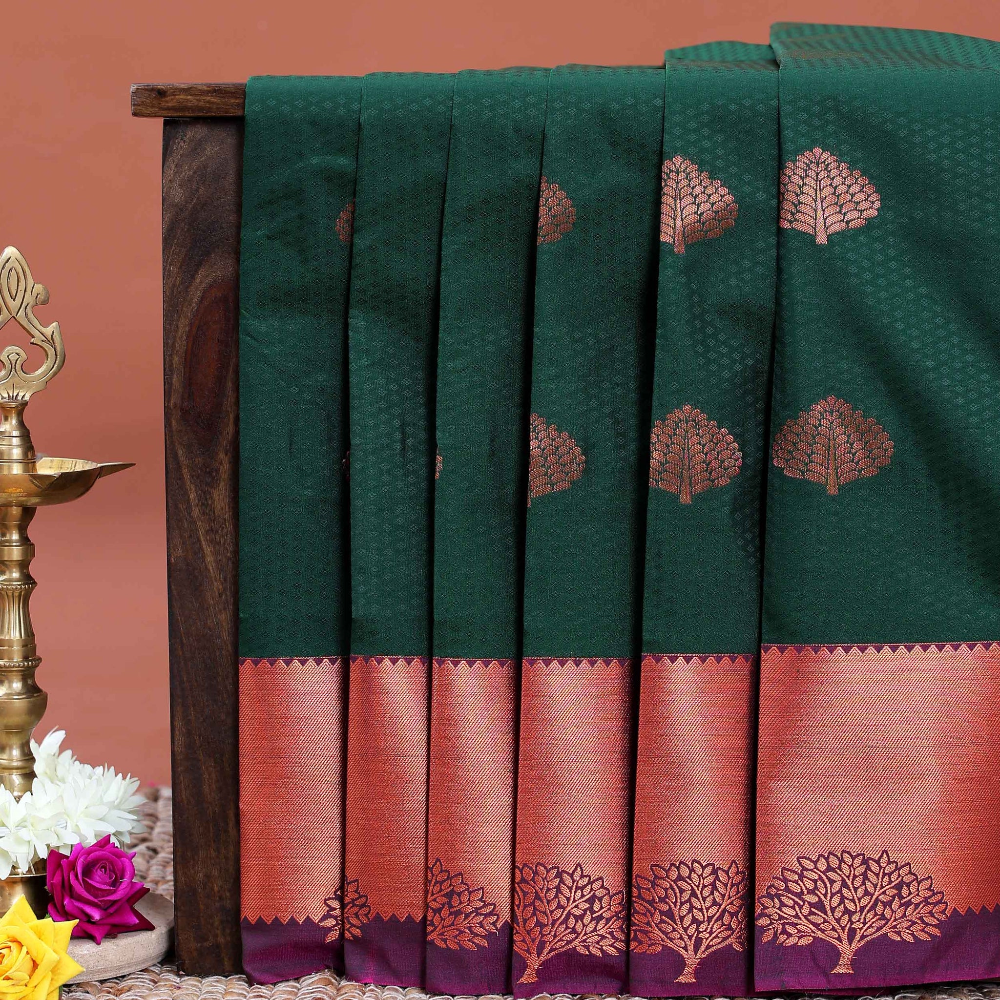 buy-1-get-2-offer-silk-saree-dark-green-one