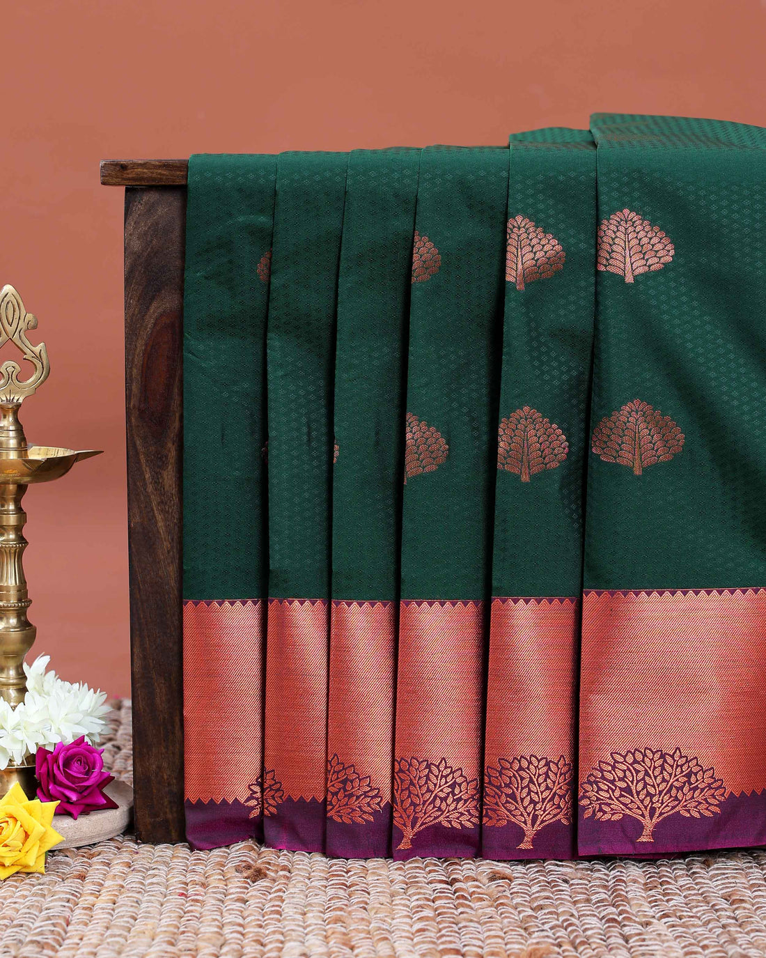 buy-1-get-2-offer-silk-saree-dark-green-one