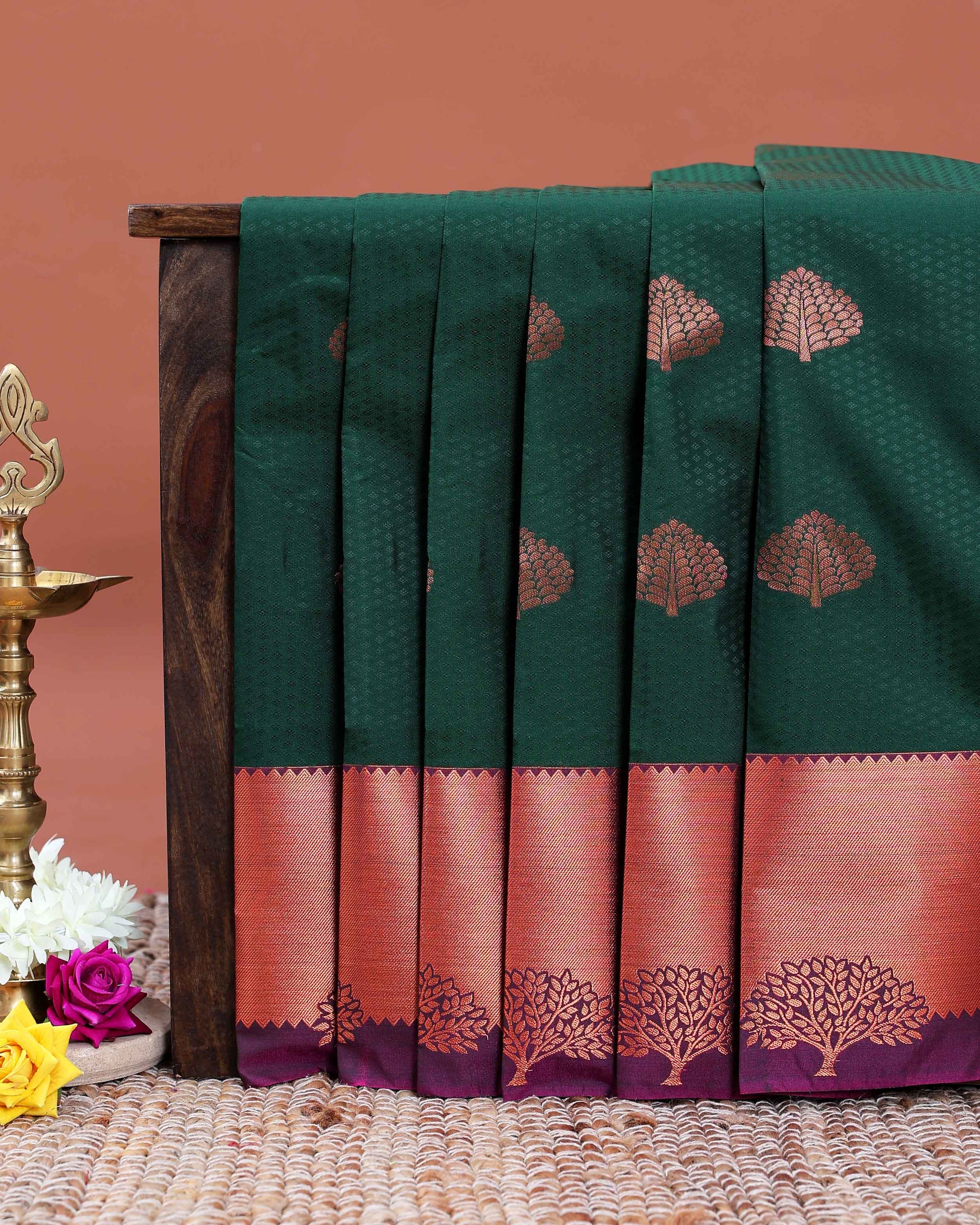 buy-1-get-2-offer-silk-saree-dark-green-one