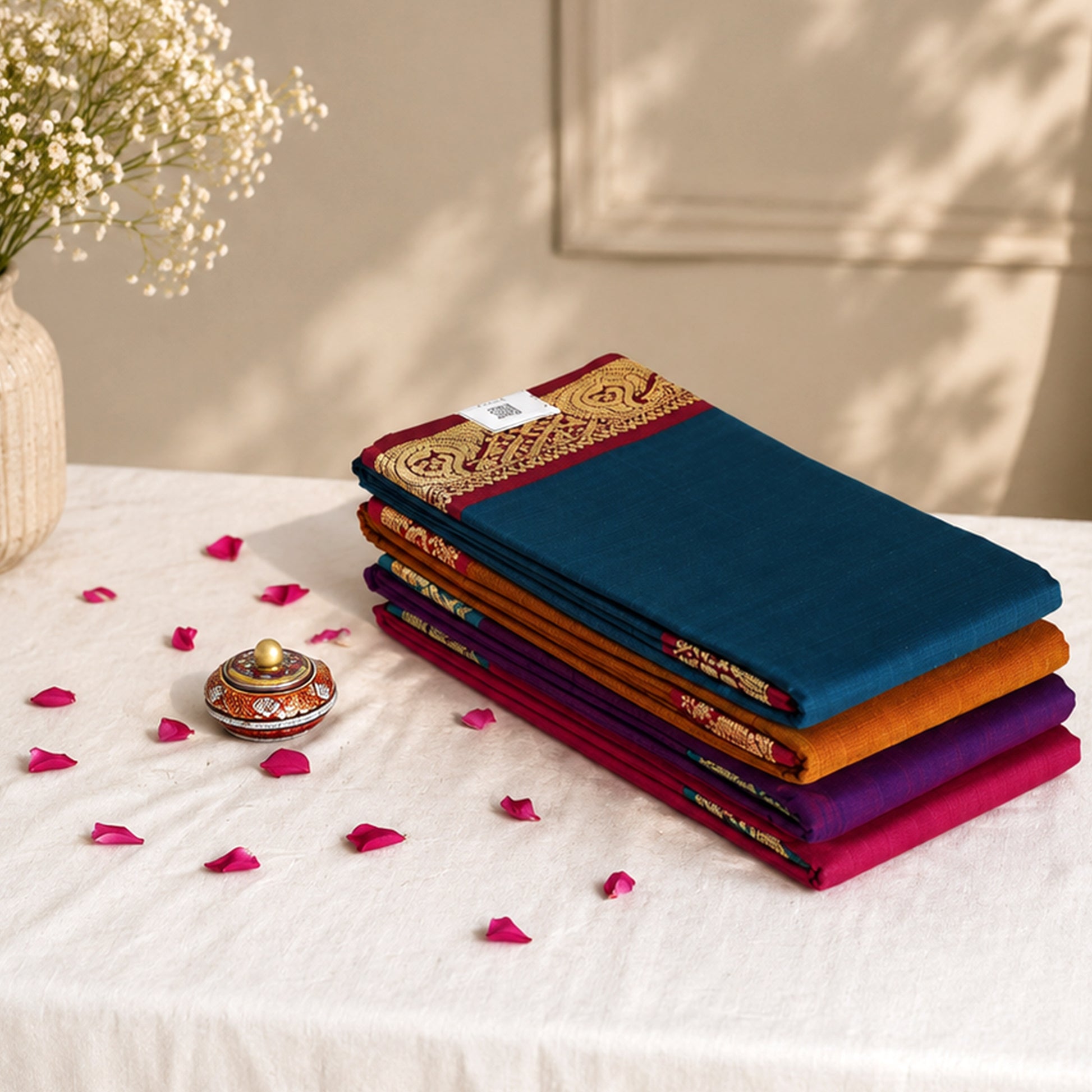 Colorful Mangalagiri Cotton Saree Collection with Authentic Handloom Weaving And Traditional Zari Border Designs