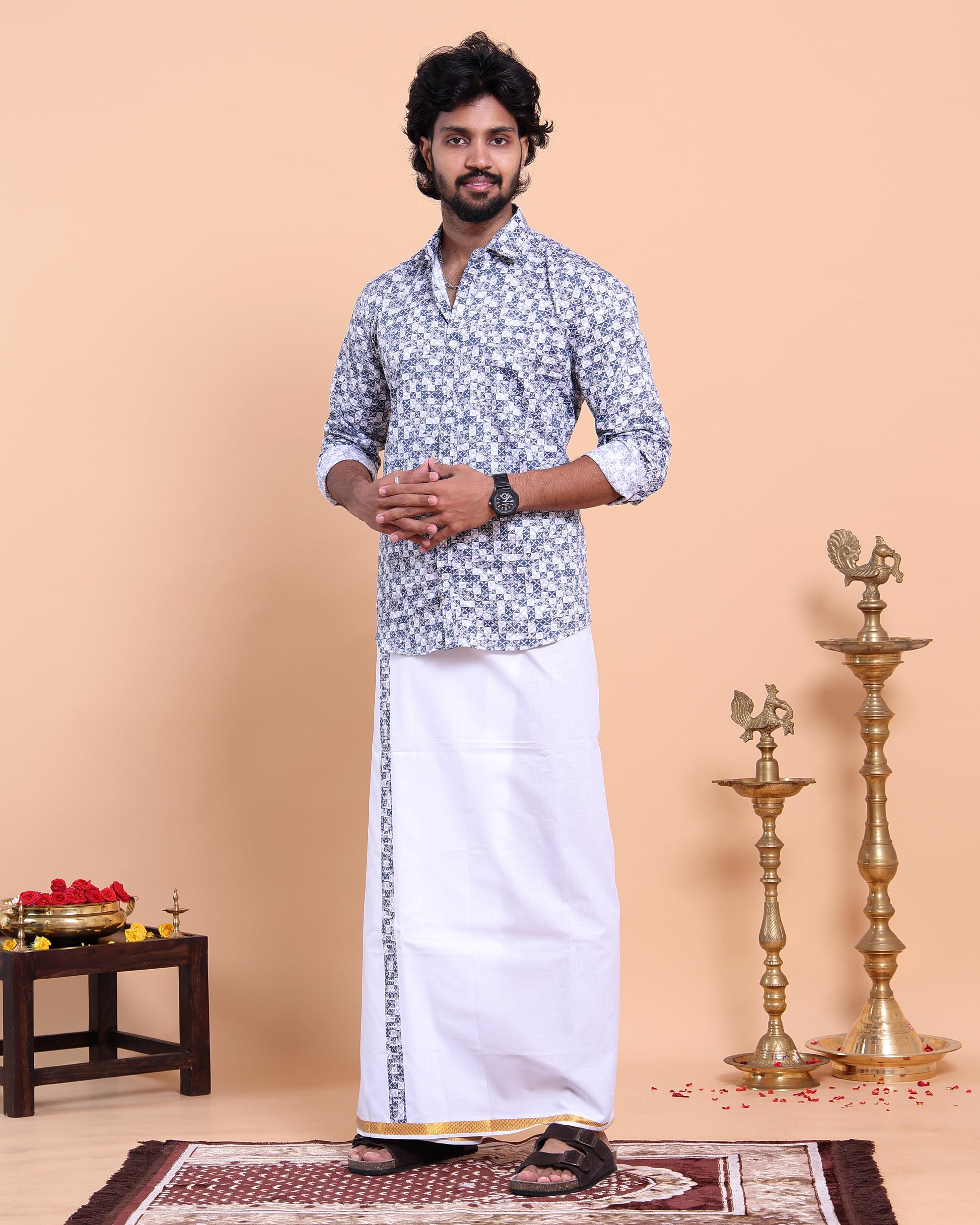 elegant-mens-ethnic-full-sleeve-shirt-dhoti-set-with-traditional-border-blue-Eight