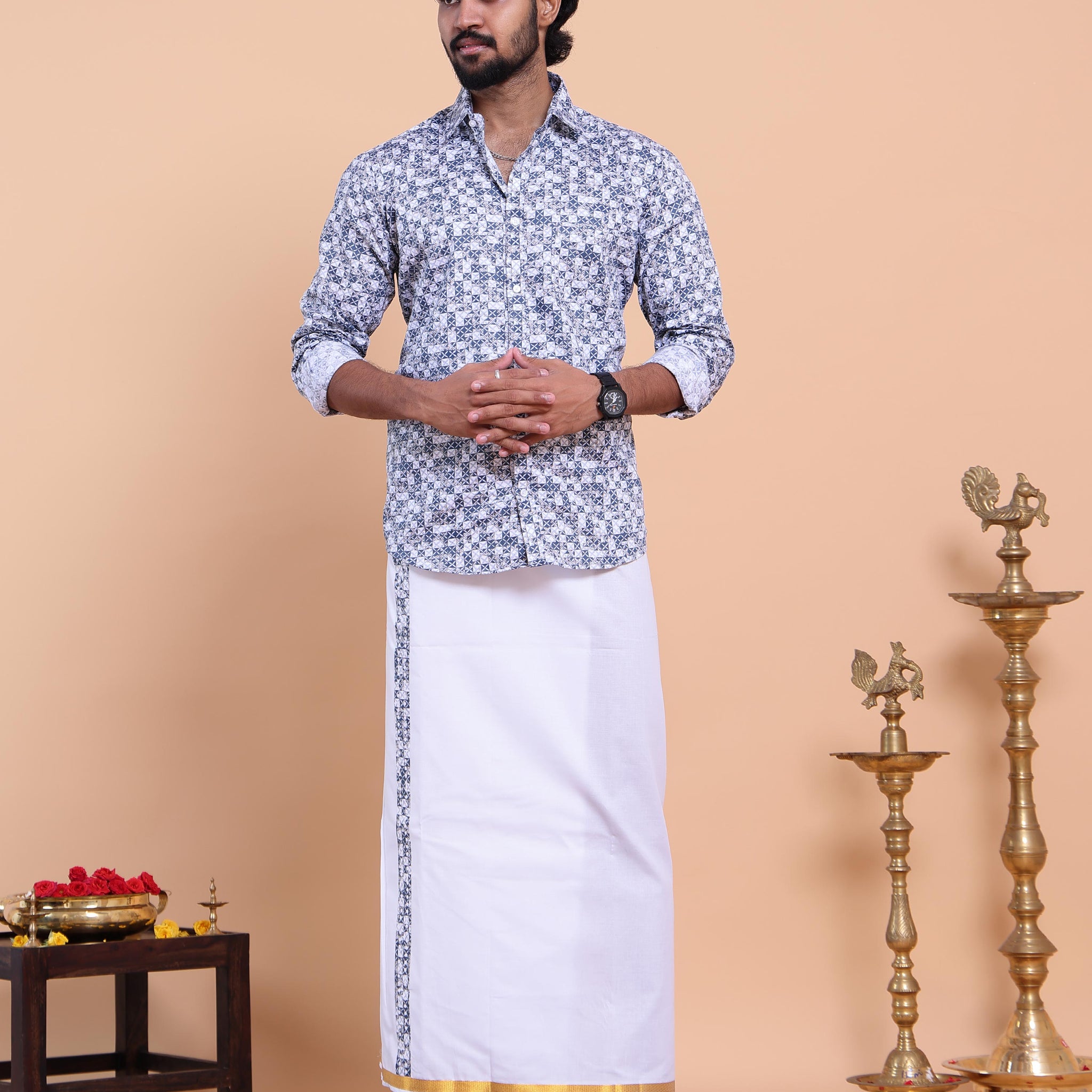 elegant-mens-ethnic-full-sleeve-shirt-dhoti-set-with-traditional-border-blue-Seven