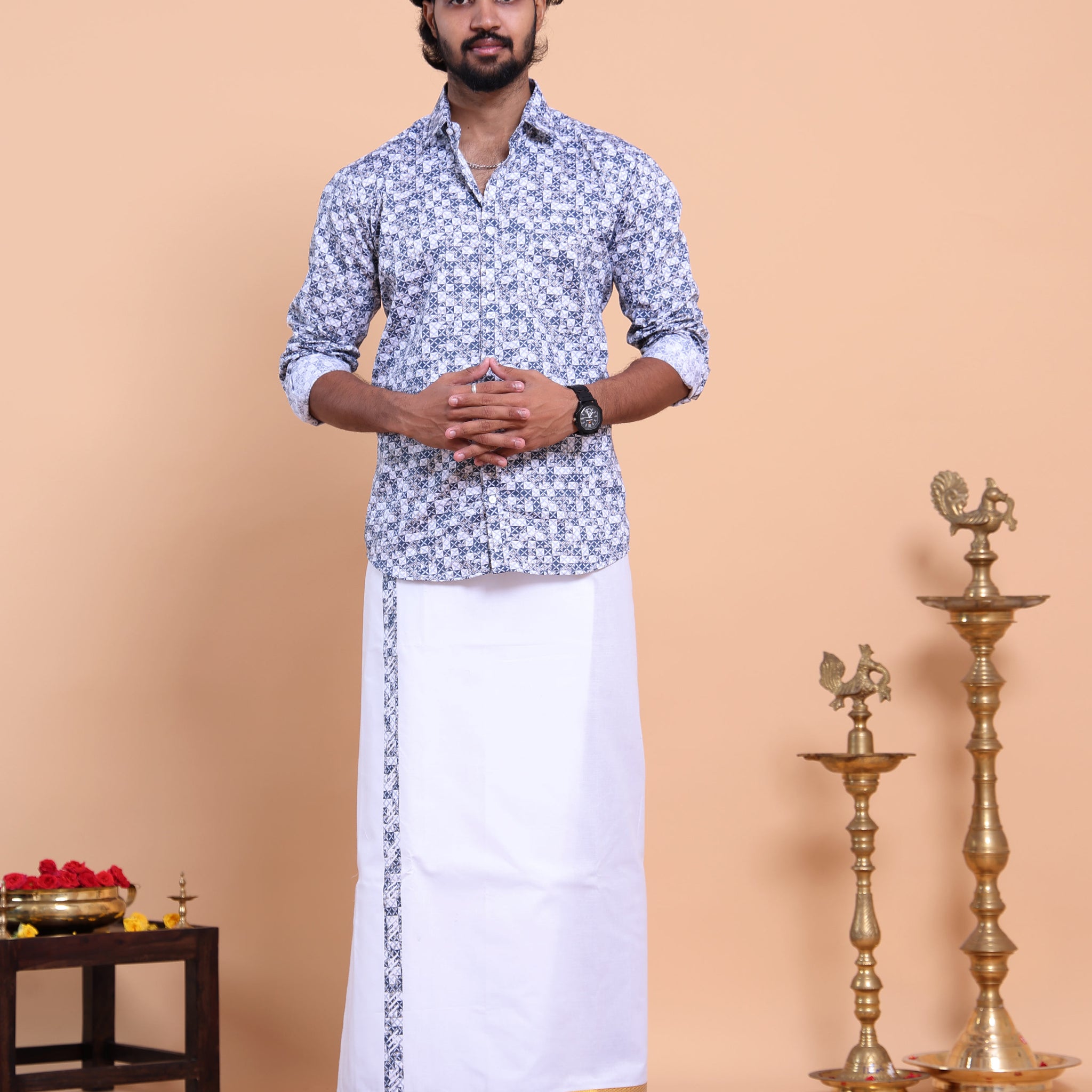 elegant-mens-ethnic-full-sleeve-shirt-dhoti-set-with-traditional-border-blue-Six