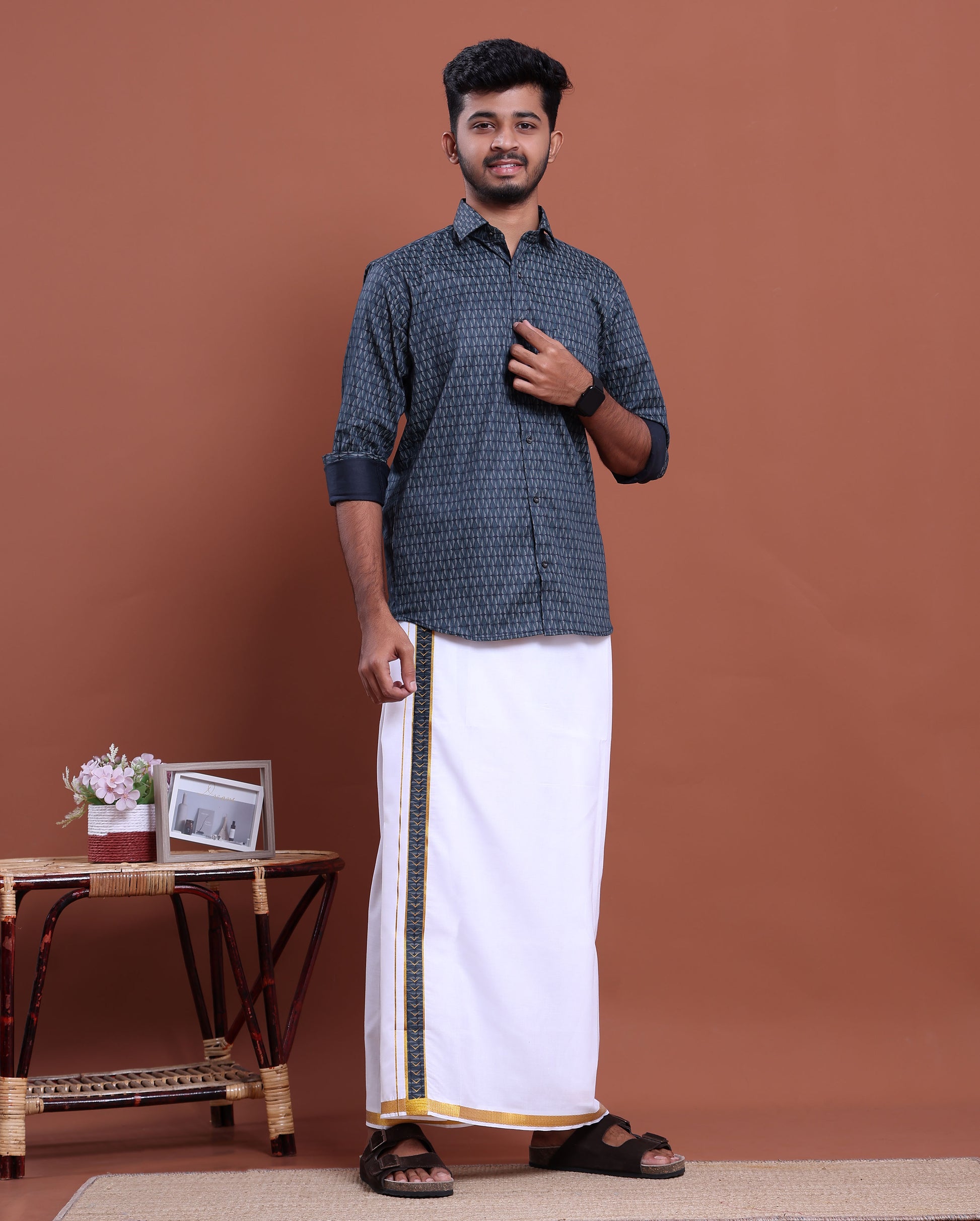 elegant-mens-ethnic-full-sleeve-shirt-dhoti-set-with-traditional-border-blue-two