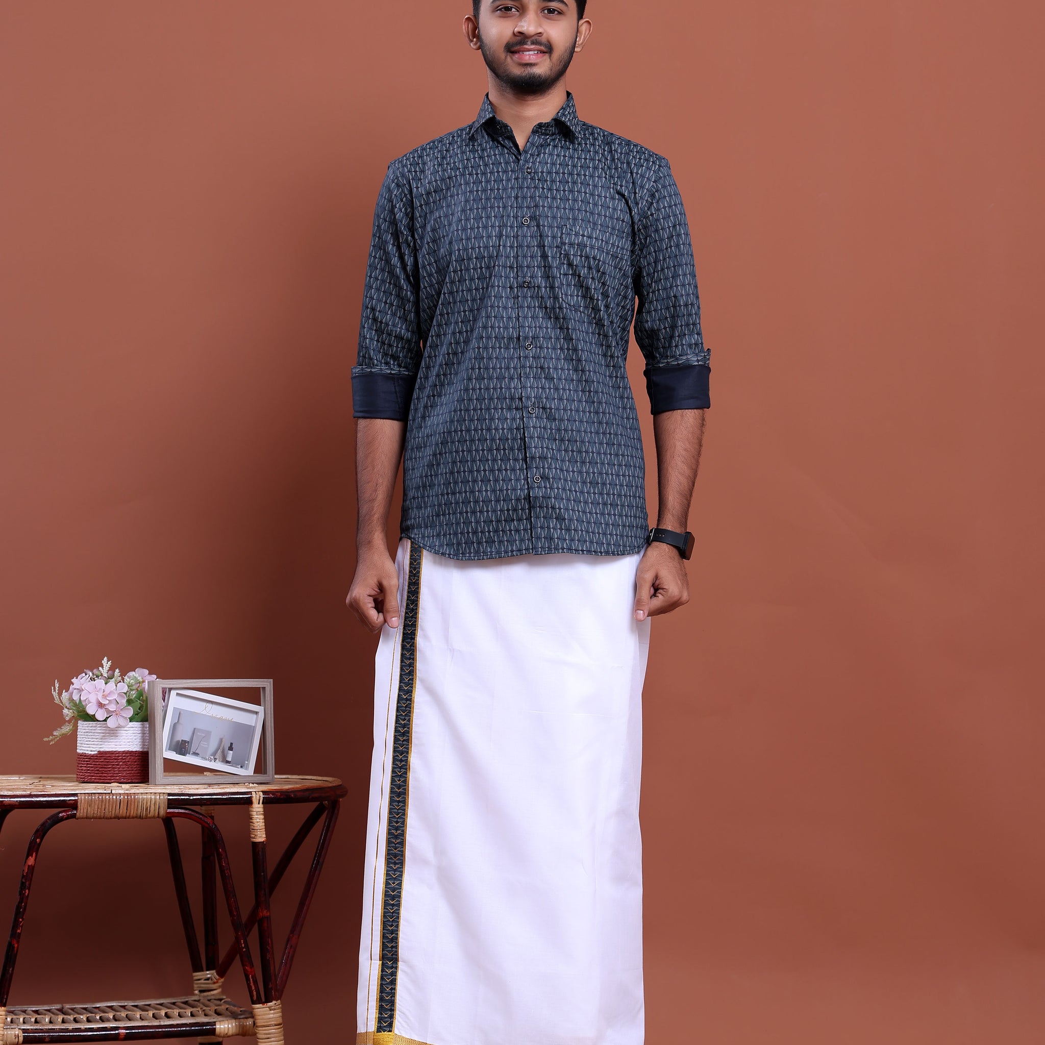 elegant-mens-ethnic-full-sleeve-shirt-dhoti-set-with-traditional-border-blue-two