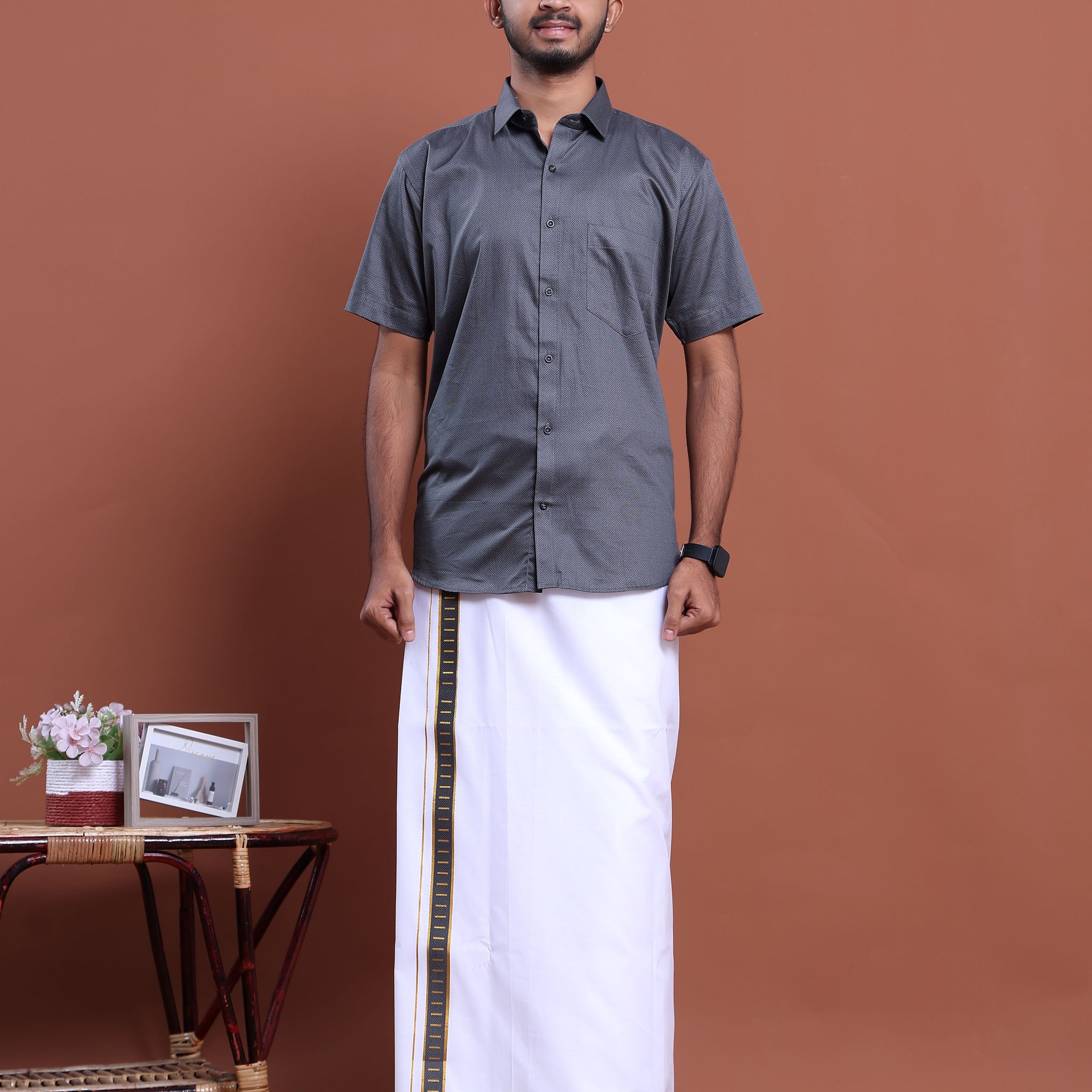 elegant-mens-ethnic-full-sleeve-shirt-dhoti-set-with-traditional-border-grey-printed