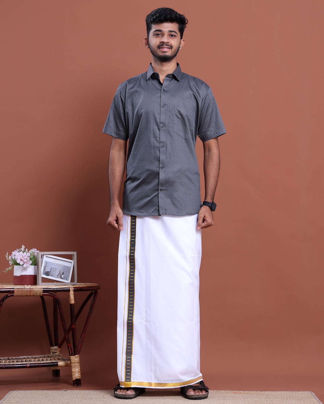 elegant-mens-ethnic-full-sleeve-shirt-dhoti-set-with-traditional-border-grey-printed