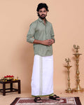 elegant-mens-ethnic-full-sleeve-shirt-dhoti-set-with-traditional-border-light-green-shirt
