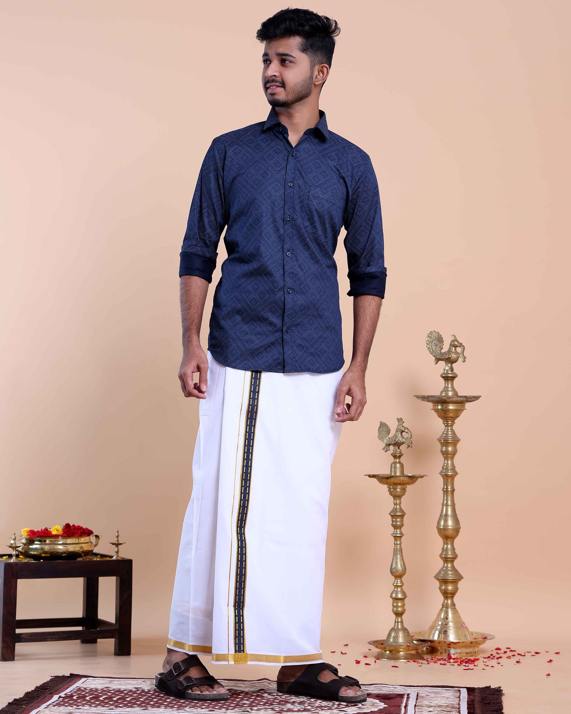 elegant-mens-ethnic-full-sleeve-shirt-dhoti-set-with-zari-border-blue-one