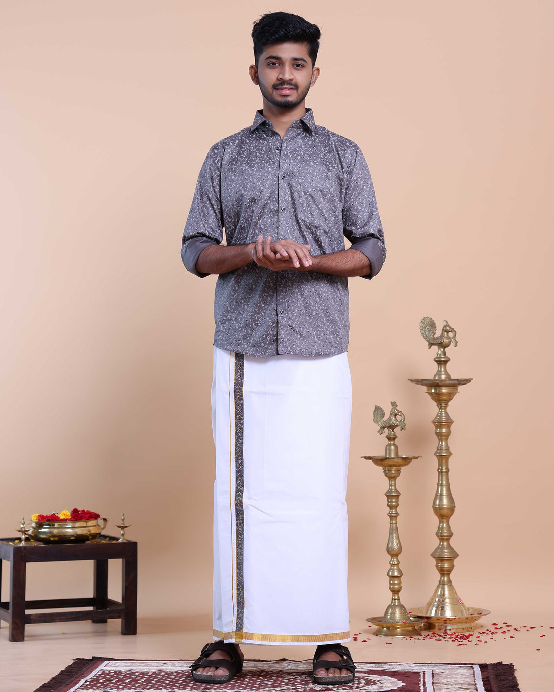 elegant-mens-ethnic-full-sleeve-shirt-dhoti-set-with-zari-border-grey-one