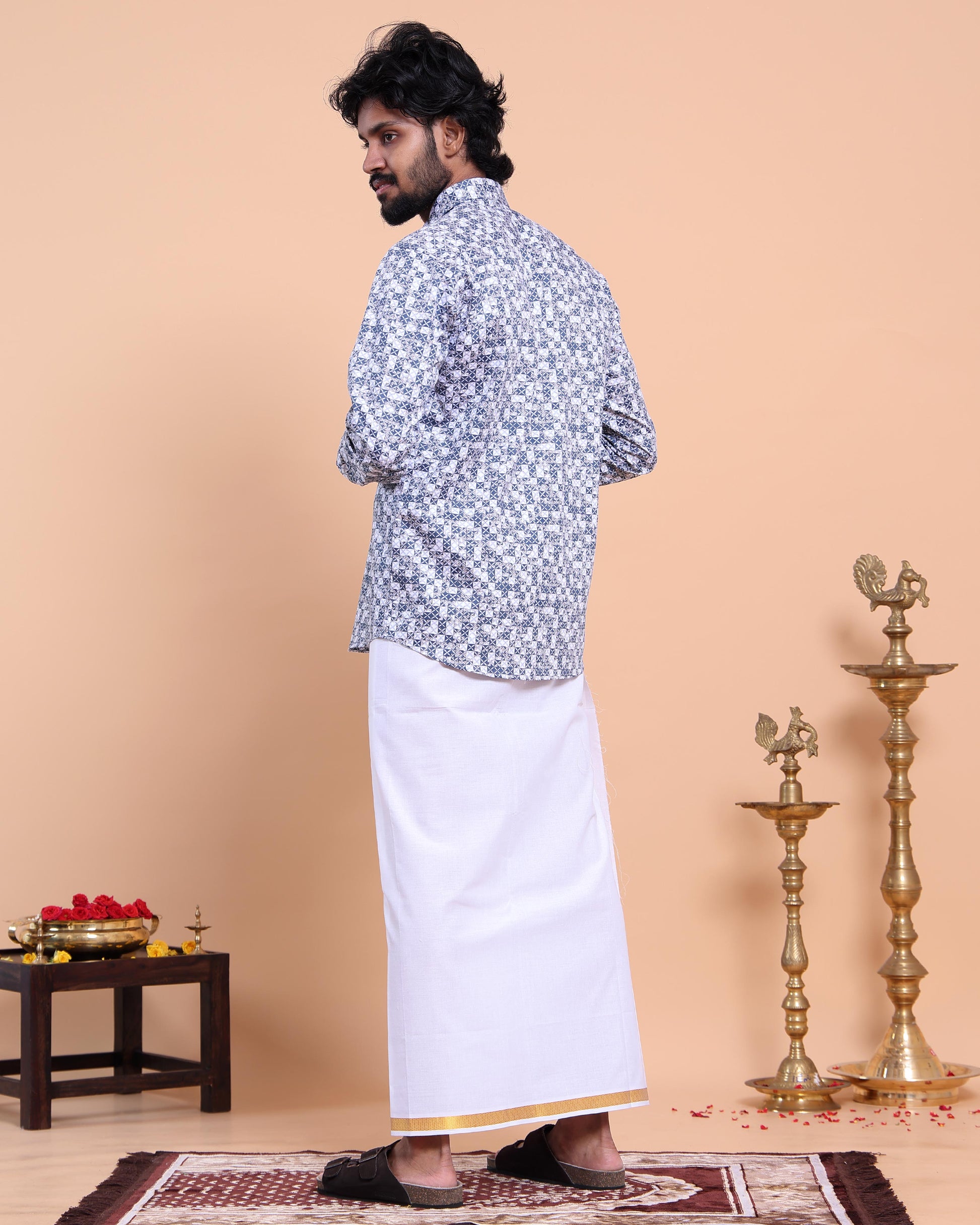 elegant-mens-ethnic-half-sleeve-shirt-dhoti-set-with-traditional-border-blue-One