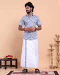 elegant-mens-ethnic-half-sleeve-shirt-dhoti-set-with-traditional-border-blue