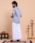 elegant-mens-ethnic-half-sleeve-shirt-dhoti-set-with-traditional-border-blue