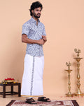 elegant-mens-ethnic-half-sleeve-shirt-dhoti-set-with-traditional-border-blue