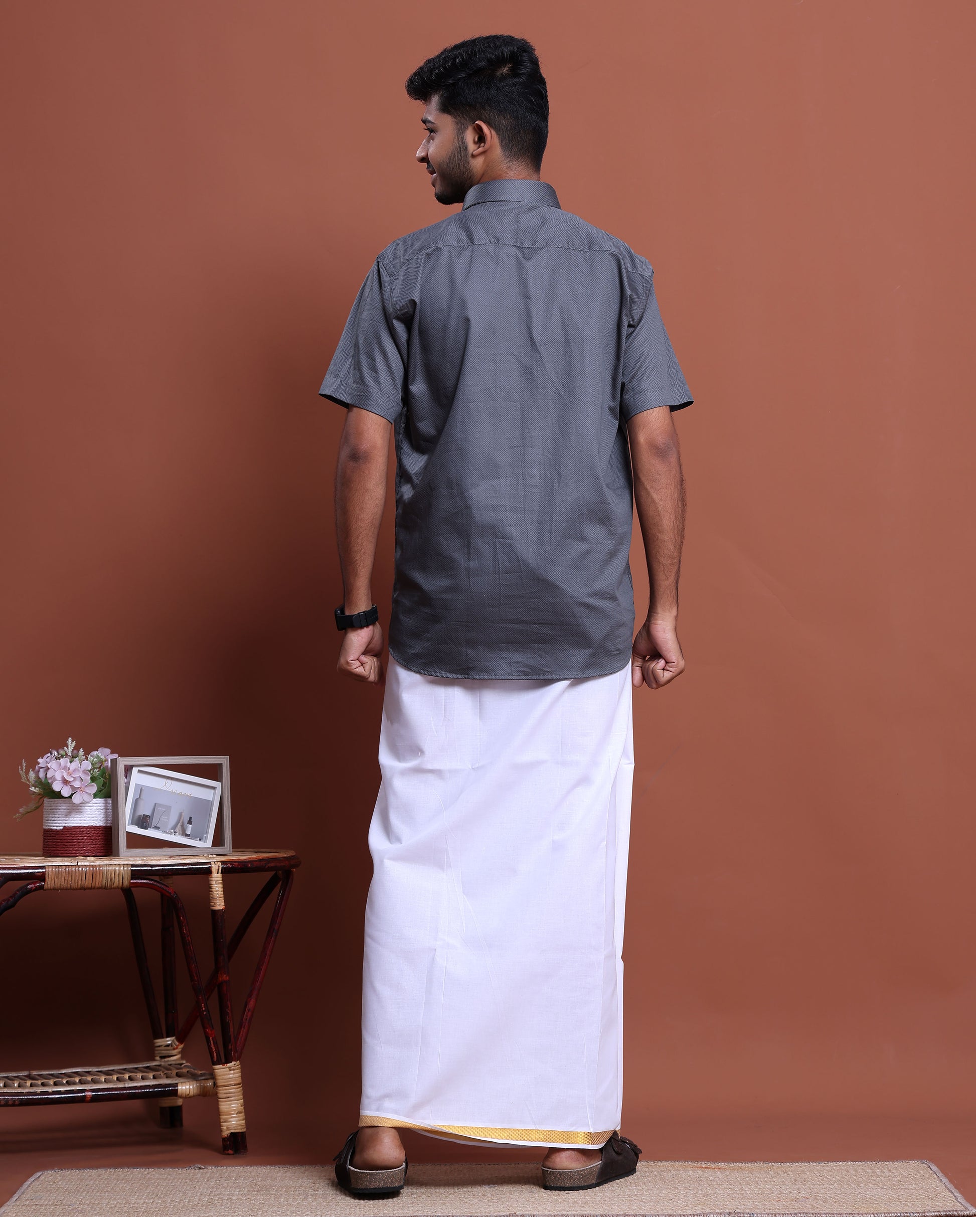 elegant-mens-ethnic-half-sleeve-shirt-dhoti-set-with-traditional-border-grey-one