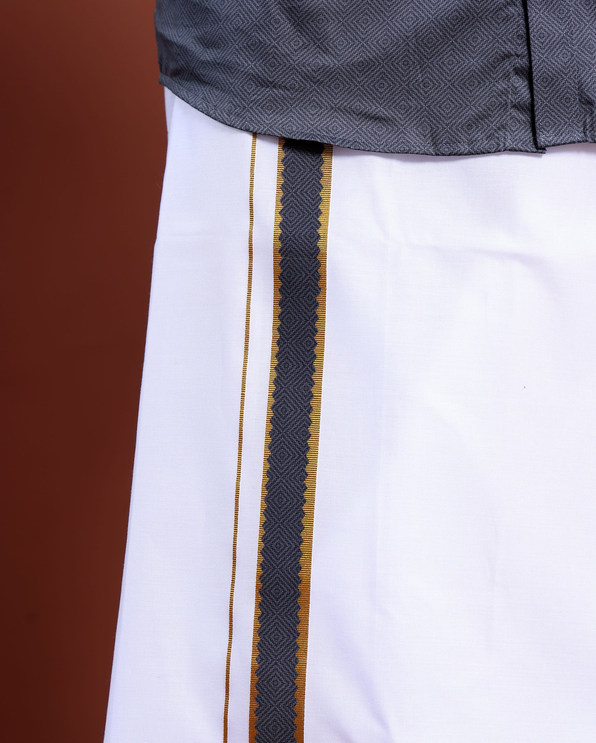 elegant-mens-ethnic-half-sleeve-shirt-dhoti-set-with-traditional-border-grey-one