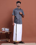 elegant-mens-ethnic-half-sleeve-shirt-dhoti-set-with-traditional-border-grey-three