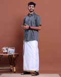 elegant-mens-ethnic-half-sleeve-shirt-dhoti-set-with-traditional-border-grey-two