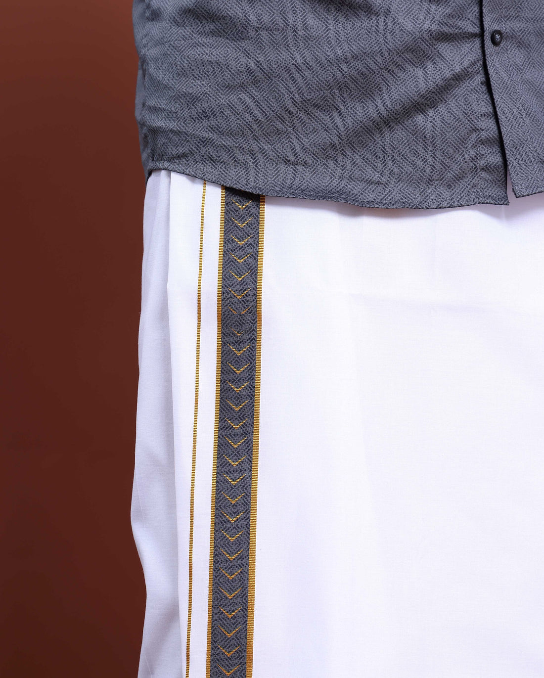 elegant-mens-ethnic-half-sleeve-shirt-dhoti-set-with-traditional-border-grey-two