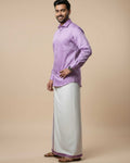 Shirt & Dhoti Set with Traditional Border - Lavender