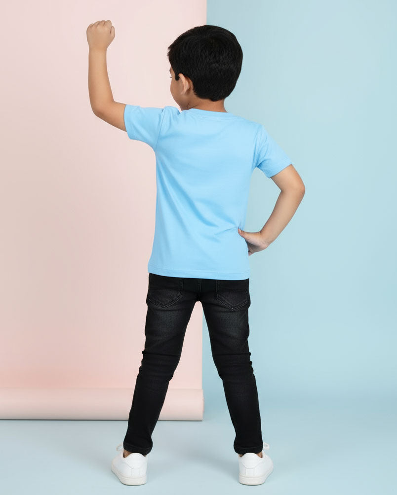 Boys Festive Stylish Printed T- Shirt - Blue - front