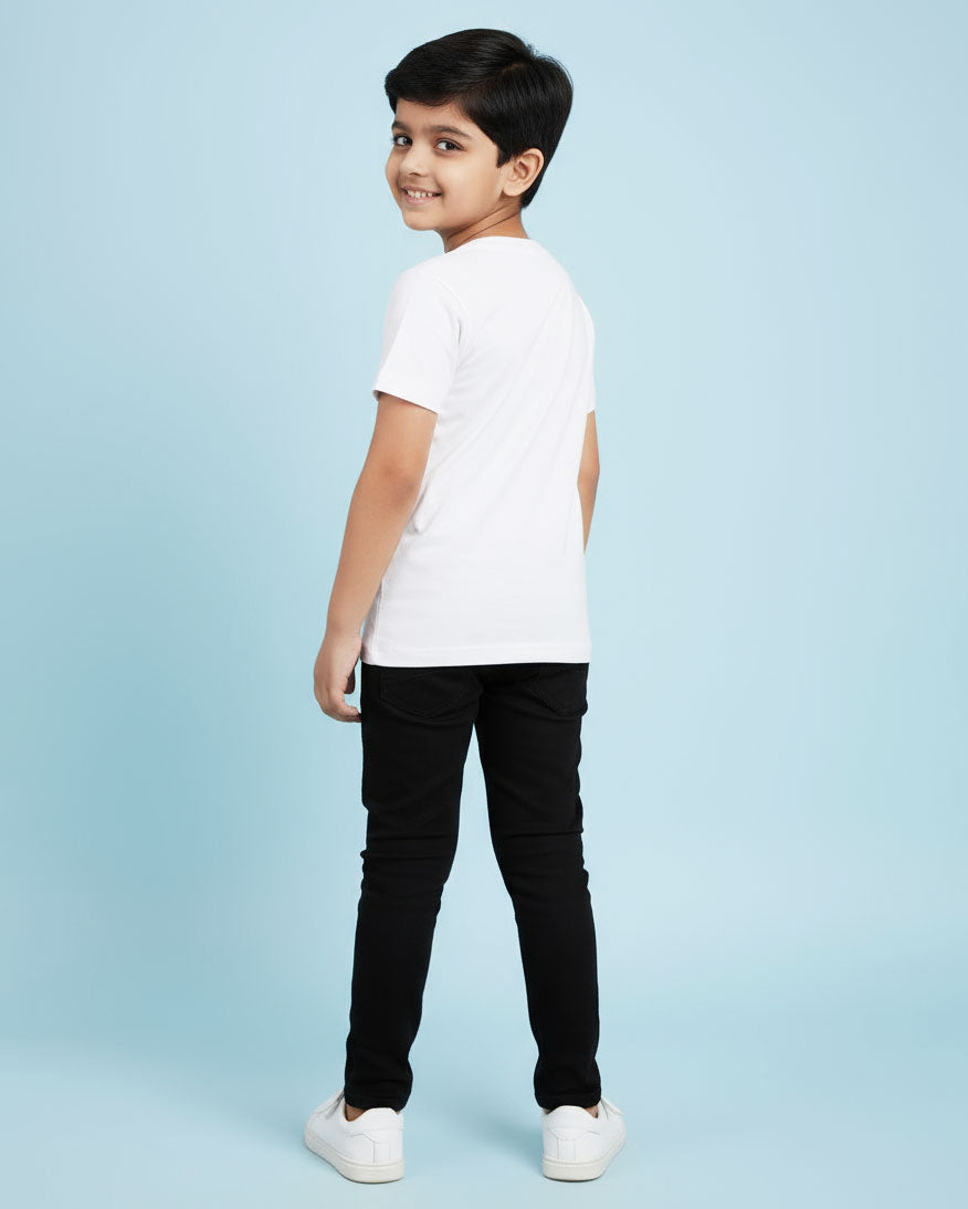 Boys Casual Stylish Printed T- Shirt - Beige