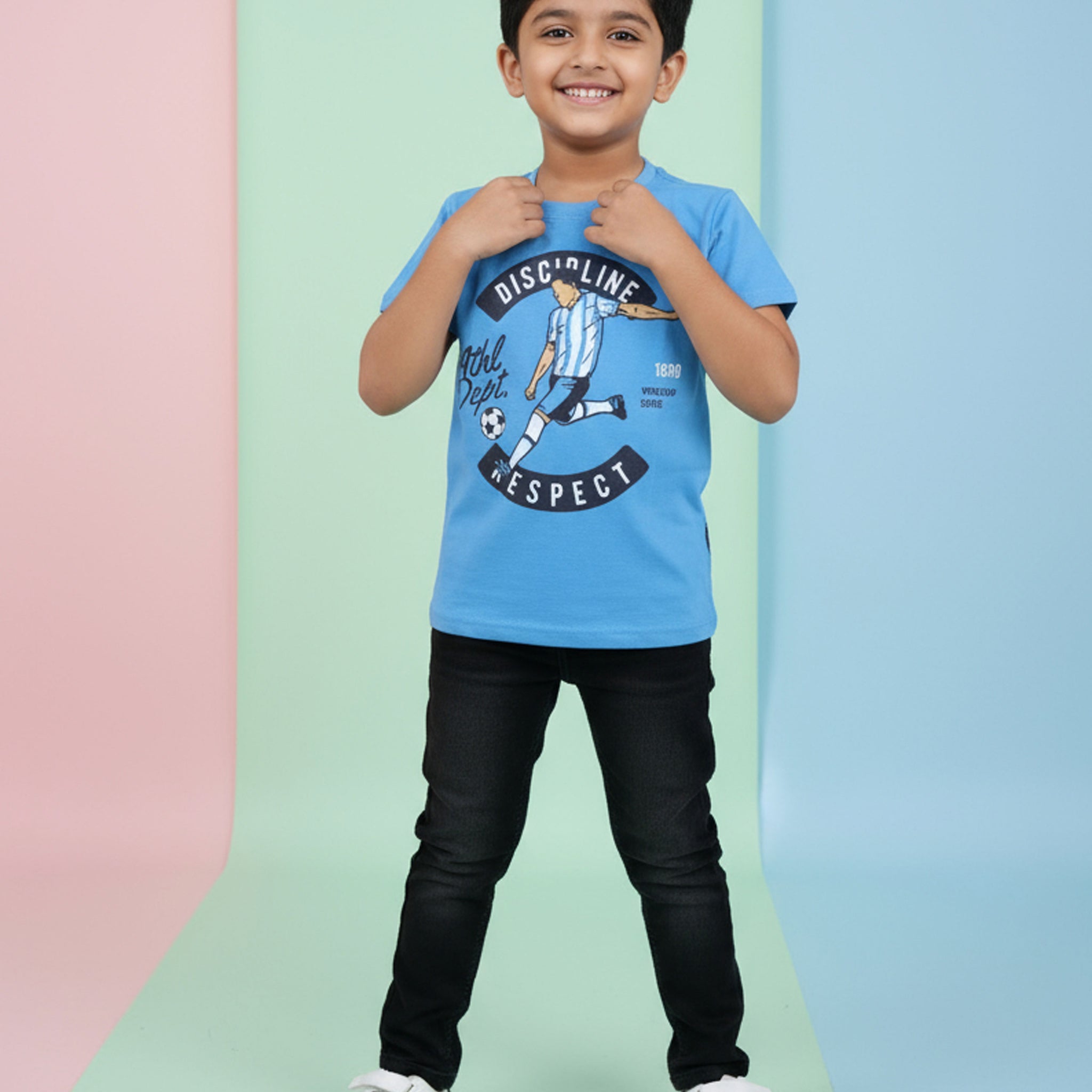 Boys Festive Stylish Printed T- Shirt - Blue