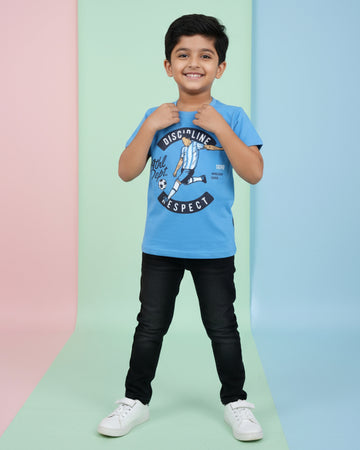 Boys Festive Stylish Printed T- Shirt - Blue