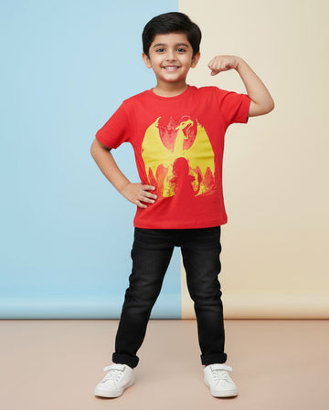 Boys Festive Stylish Printed T- Shirt - Red