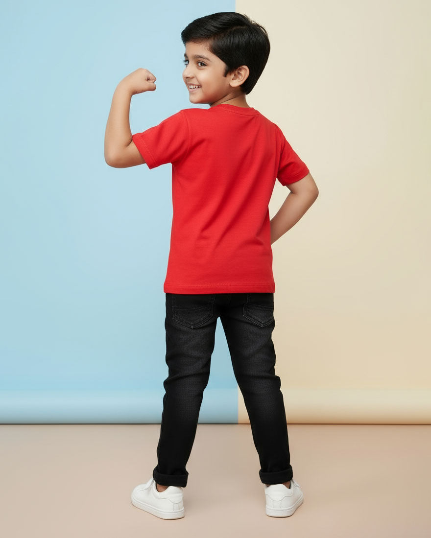 Boys Festive Stylish Printed T- Shirt - Red